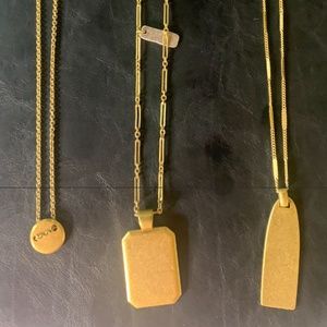Madewell gold dog tag stacking necklaces